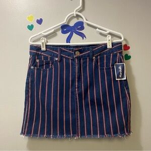 American Eagle Blue and Red Striped Skirt